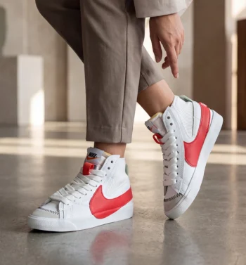 Jumbo Blazer Beyaz Kırmızı